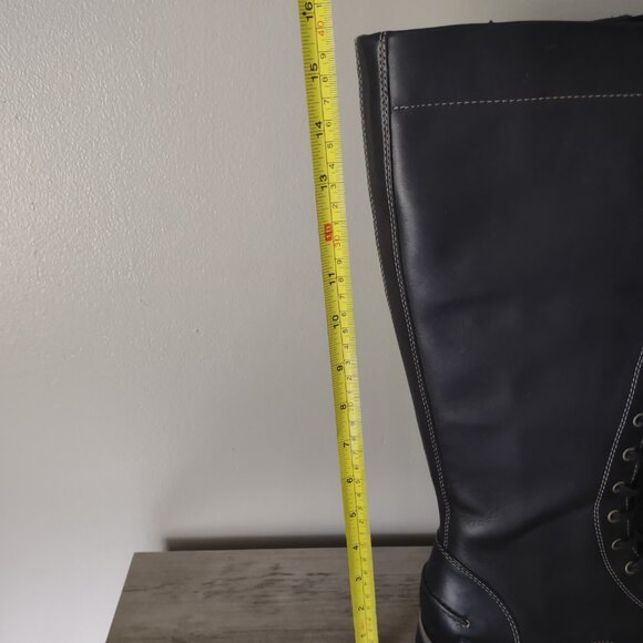 Sebago Saranac knee high riding boots moto lace up zippers black leather size 8 - Picture 7 of 7